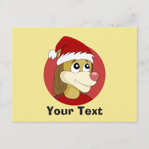 Christmas cartoon with a cute lion postcard