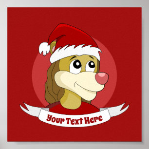 Christmas cartoon with a cute lion poster