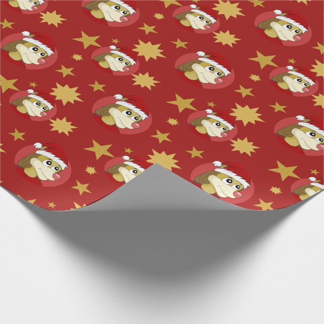 Christmas cartoon with a cute lion wrapping paper (Corner)