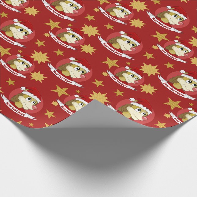 Christmas cartoon with cute lion wrapping paper (Corner)