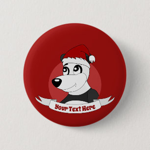 Christmas cartoon with cute panda bear button