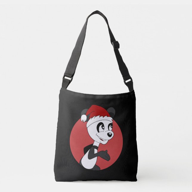 Christmas cartoon with cute panda bear crossbody b crossbody bag (Front)