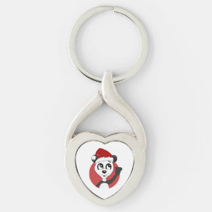 Christmas cartoon with cute panda bear keychain