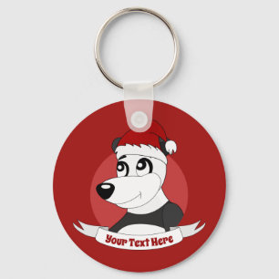 Christmas cartoon with cute panda bear keychain