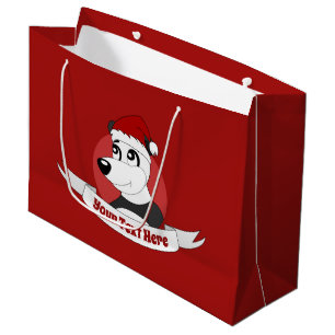 Christmas cartoon with cute panda bear large gift  bag