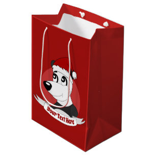 Christmas cartoon with cute panda bear medium gift medium gift bag