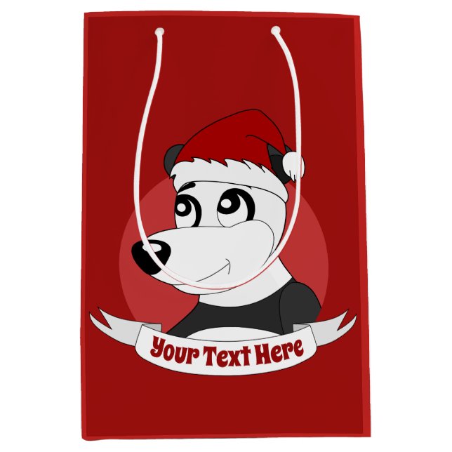 Christmas cartoon with cute panda bear medium gift medium gift bag (Front)