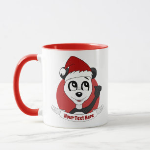 Christmas cartoon with cute panda bear mug