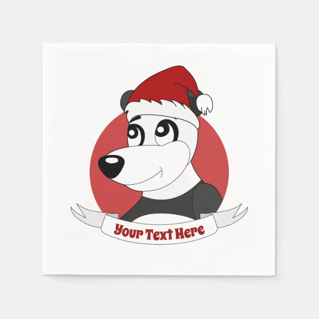 Christmas cartoon with cute panda bear napkins (Front)