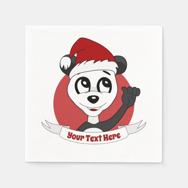 Christmas cartoon with cute panda bear napkins (Front)