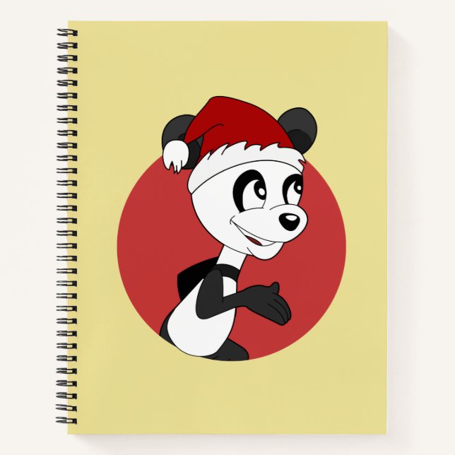 Christmas cartoon with cute panda bear notebook (Front)