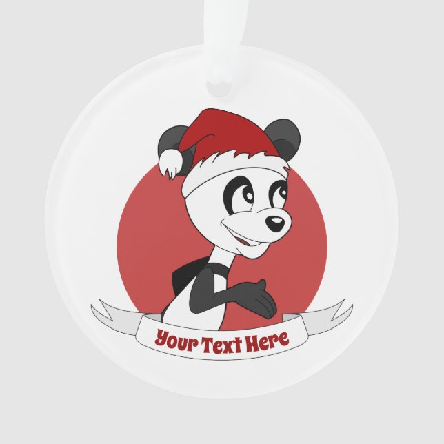 Christmas cartoon with cute panda bear ornament (Front)