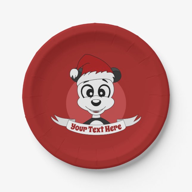 Christmas cartoon with cute panda bear paper plate (Front)