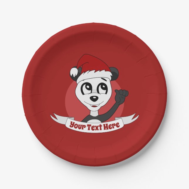 Christmas cartoon with cute panda bear paper plate (Front)