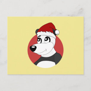 Christmas cartoon with cute panda bear postcard