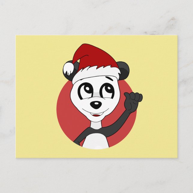 Christmas cartoon with cute panda bear postcard (Front)