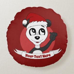 Christmas cartoon with cute panda bear round pillo cushion