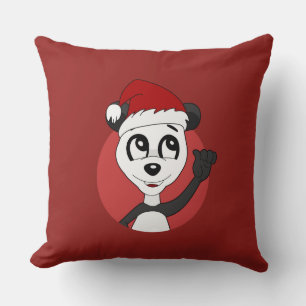 Christmas cartoon with cute panda bear throw pillo cushion