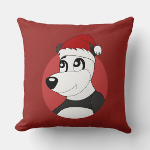 Christmas cartoon with cute panda bear throw pillo cushion