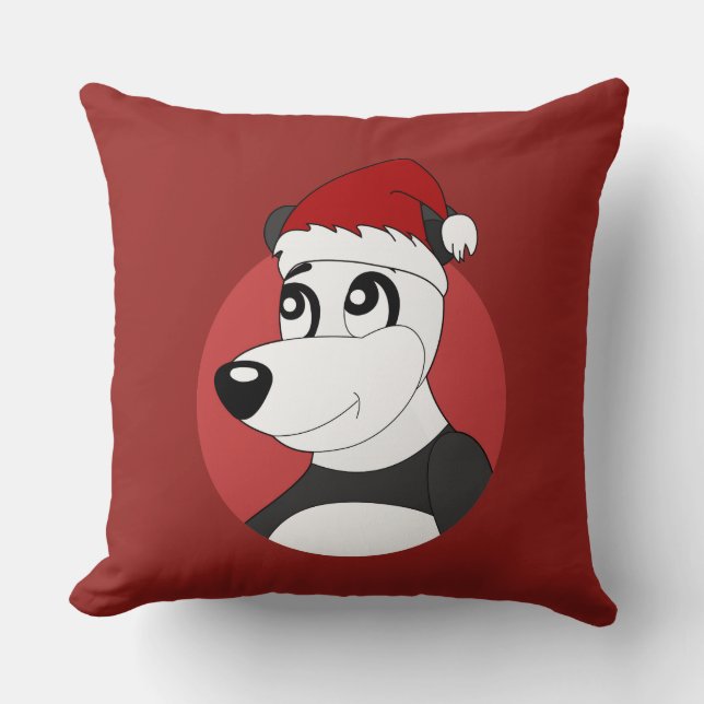 Christmas cartoon with cute panda bear throw pillo cushion (Front)