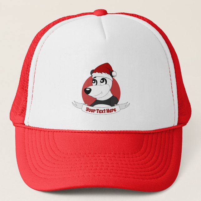 Christmas cartoon with cute panda bear trucker hat (Front)
