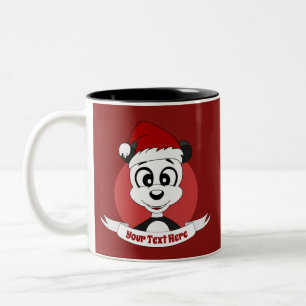 Christmas cartoon with cute panda bear Two-Tone co Coffee Mug