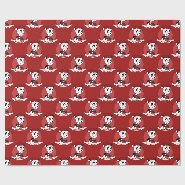 Christmas cartoon with cute panda bear wrapping pa wrapping paper (Seam)