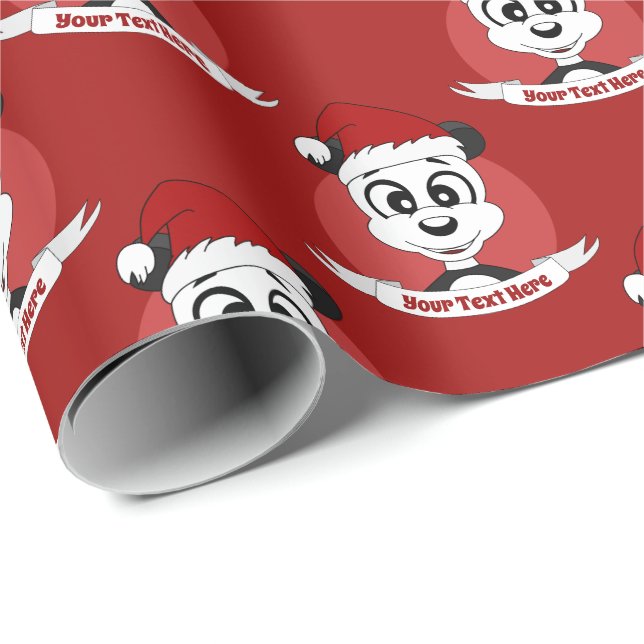 Christmas cartoon with cute panda bear wrapping pa wrapping paper (Roll Corner)