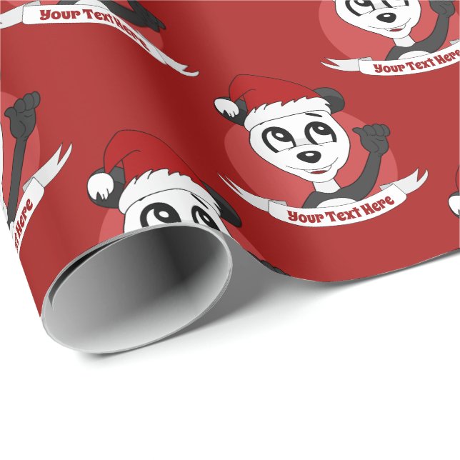 Christmas cartoon with cute panda bear wrapping pa wrapping paper (Roll Corner)