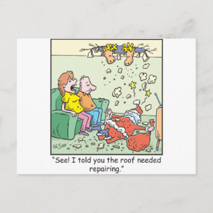 Christmas Cartoons Santa Drops By Holiday Postcard