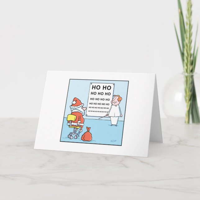 Christmas Cartoons Santa's Eye Test Holiday Card (Front)