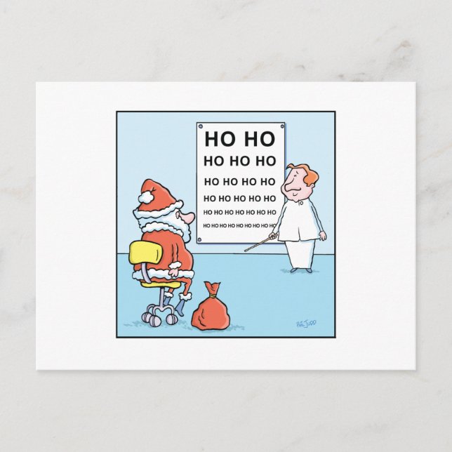 Christmas Cartoons Santas Eye Test Holiday Postcard (Front)