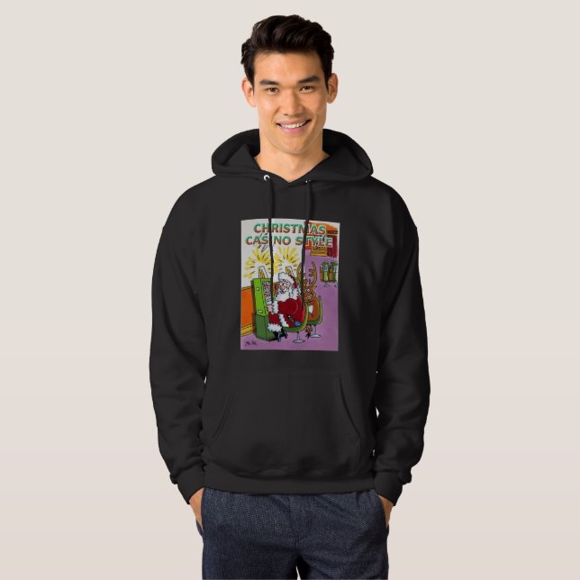 Christmas Casino Style black hooded sweatshirt (Front Full)