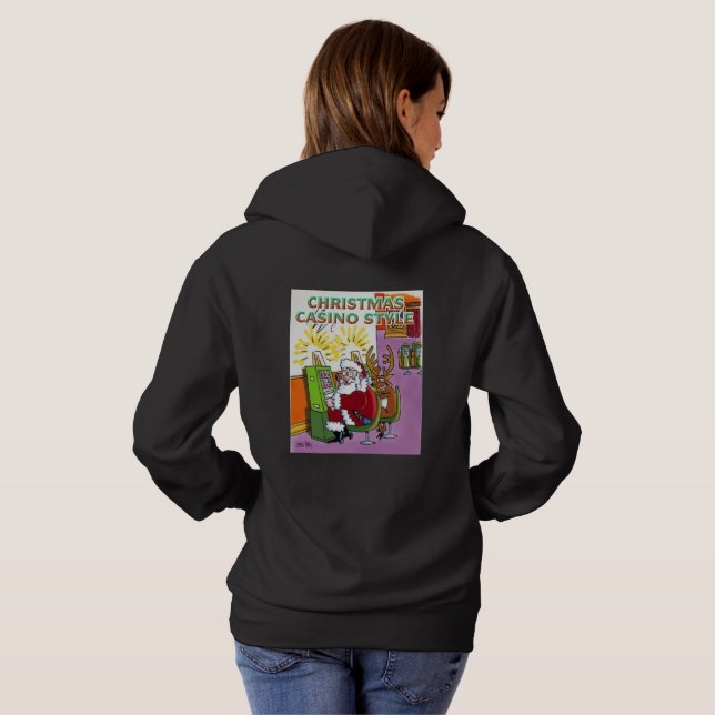 Christmas Casino Style women black hoodie back (Back Full)