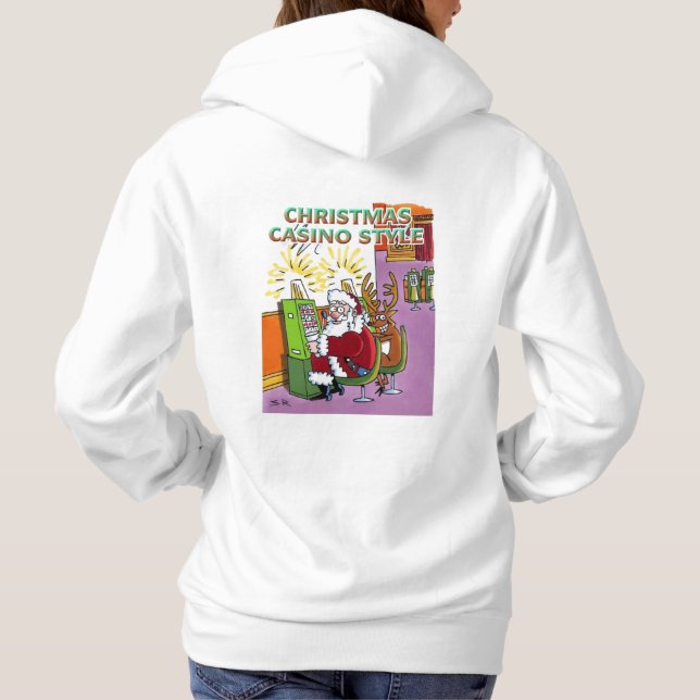 Christmas Casino Style women white hoodie back (Back)
