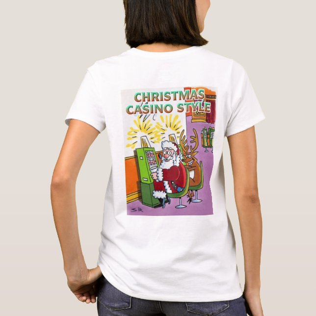 Christmas Casino Style women white T-shirt back (Back)