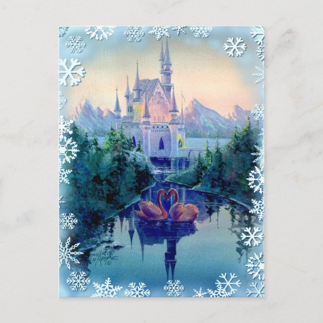 CHRISTMAS CASTLE by SHARON SHARPE Holiday Postcard (Front)