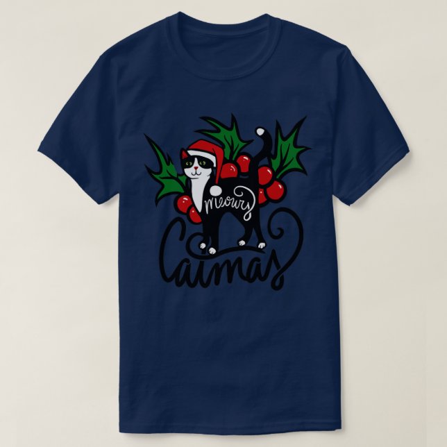 Christmas Cat1 T-Shirt (Design Front)