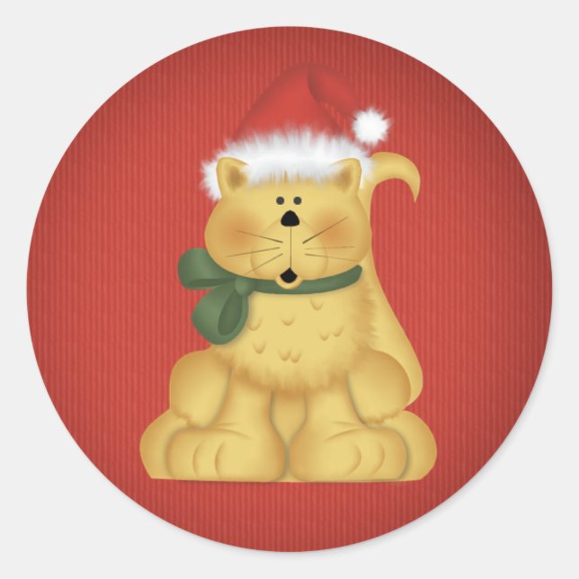 Christmas Cat 1  - Holiday Stickers (Front)