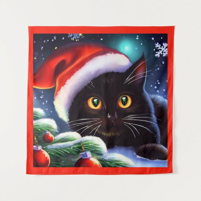 Christmas Cat 1 Tapestry (Front)