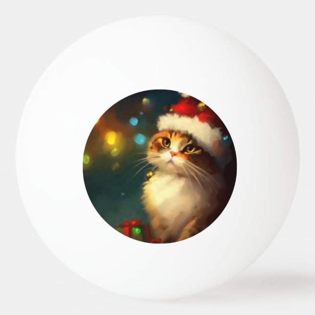 Christmas Cat (3) Ping Pong Ball (Front)