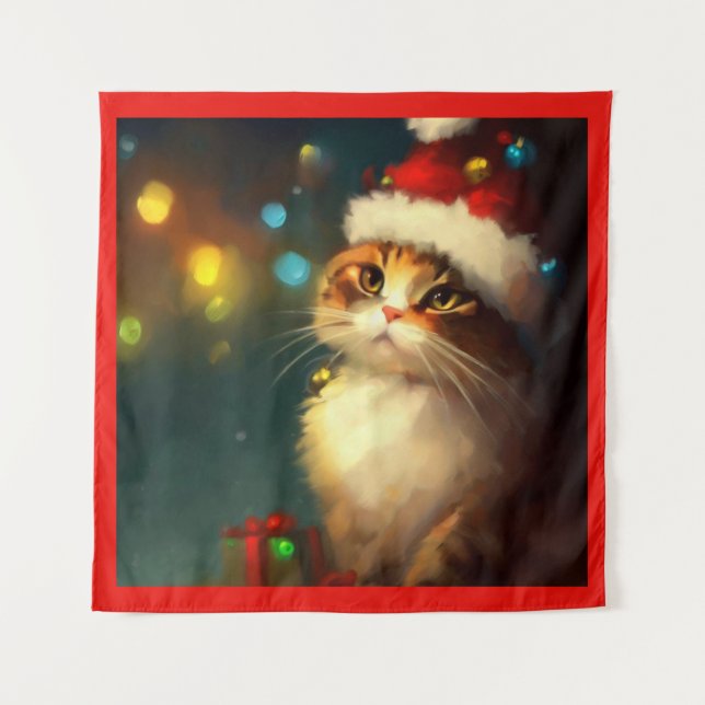 Christmas Cat 3 Tapestry (Front)