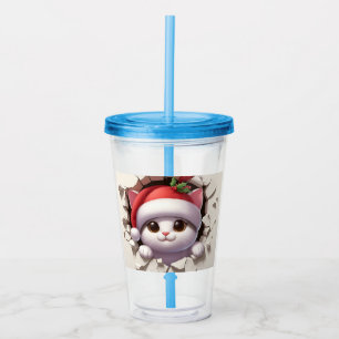 Christmas Cat 3D Acrylic Tumbler