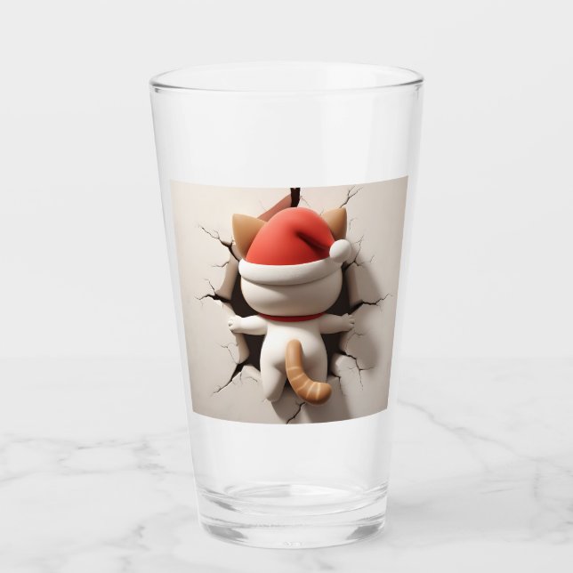Christmas Cat 3D Glass (Front)