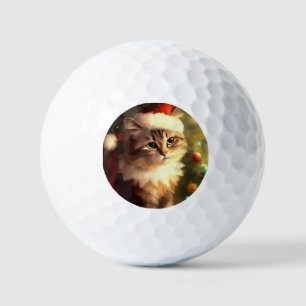 Christmas Cat (4) Golf Balls