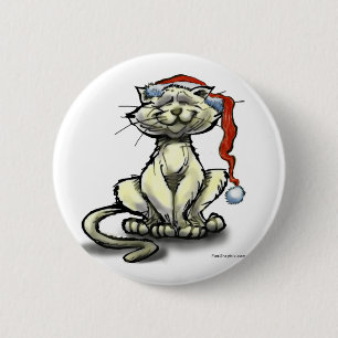 Christmas Cat 6 Cm Round Badge