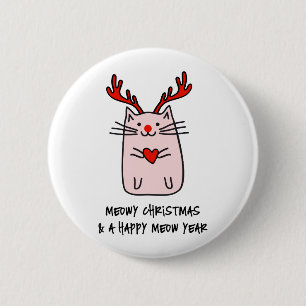 Christmas cat 6 cm round badge