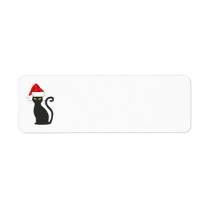 CHRISTMAS CAT ADDRESS LABELS, BLACK KITTY
