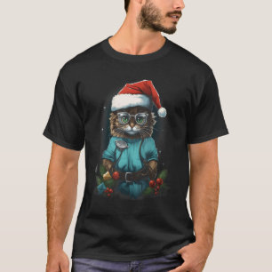 Christmas Cat Anaesthesiologist Funny Cat Medical  T-Shirt