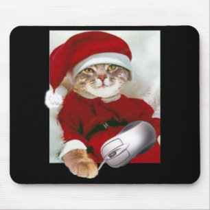Christmas Cat and Computer Mouse Mat